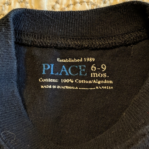 Place baby tee navy blue size 6-9 months EUC - Picture 3 of 5